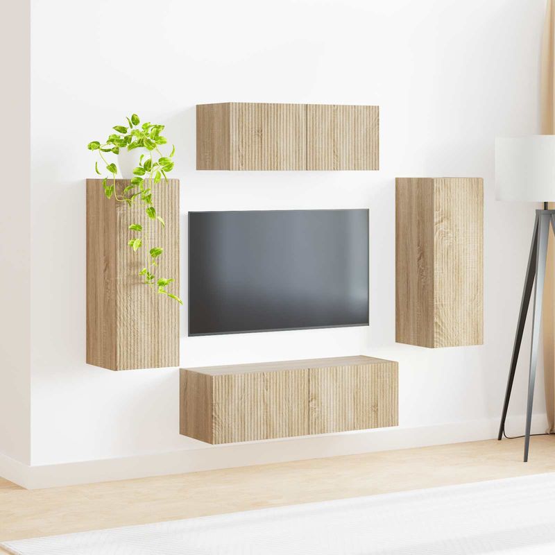 Casa si Gradina - Mobilier - Seturi de mobilier - Seturi living - Set de mobilier 3 pcs Stejar Sonoma - Infinity.ro