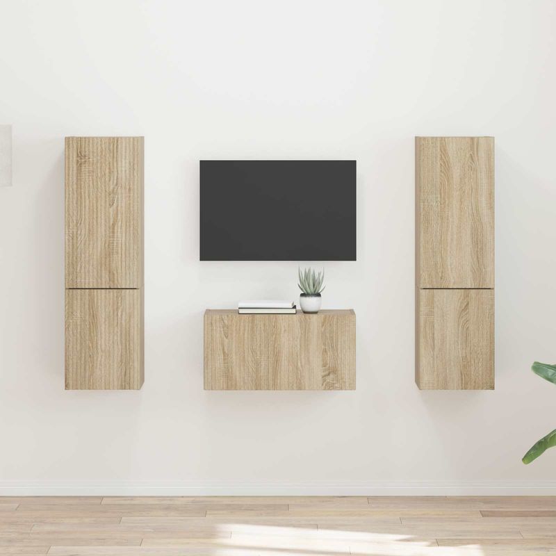 Casa si Gradina - Mobilier - Seturi de mobilier - Seturi living - Set de mobilier 3 pcs Stejar Sonoma - Infinity.ro