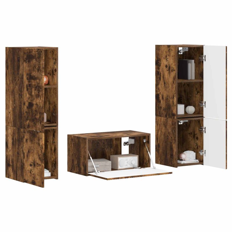 Casa si Gradina - Mobilier - Seturi de mobilier - Seturi living - Set de mobilier 3 pcs Stejar fumuriu - Infinity.ro