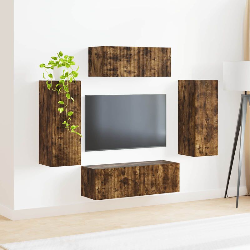 Casa si Gradina - Mobilier - Seturi de mobilier - Seturi living - Set de mobilier 3 pcs Stejar fumuriu - Infinity.ro