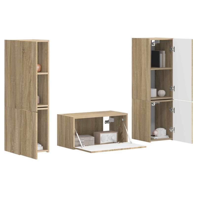 Casa si Gradina - Mobilier - Seturi de mobilier - Seturi living - Set de mobilier 3 pcs Stejar Sonoma - Infinity.ro