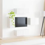 Casa si Gradina - Mobilier - Seturi de mobilier - Seturi living - Set de mobilier 4 pcs, Alb lucios - Infinity.ro