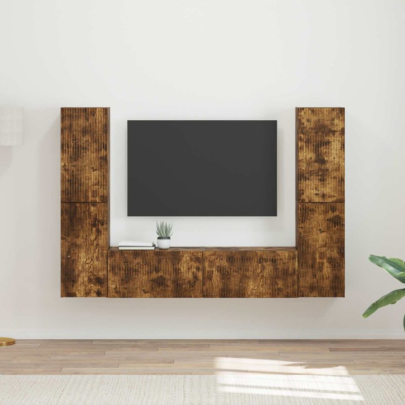 Casa si Gradina - Mobilier - Seturi de mobilier - Seturi living - Set de mobilier 3 pcs Stejar fumuriu - Infinity.ro