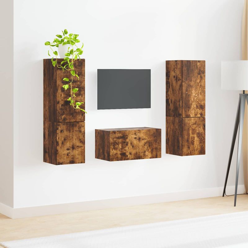 Casa si Gradina - Mobilier - Seturi de mobilier - Seturi living - Set de mobilier 3 pcs Stejar fumuriu - Infinity.ro