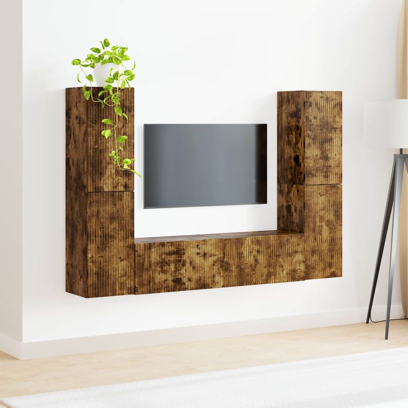 Casa si Gradina - Mobilier - Seturi de mobilier - Seturi living - Set de mobilier 3 pcs Stejar fumuriu - Infinity.ro