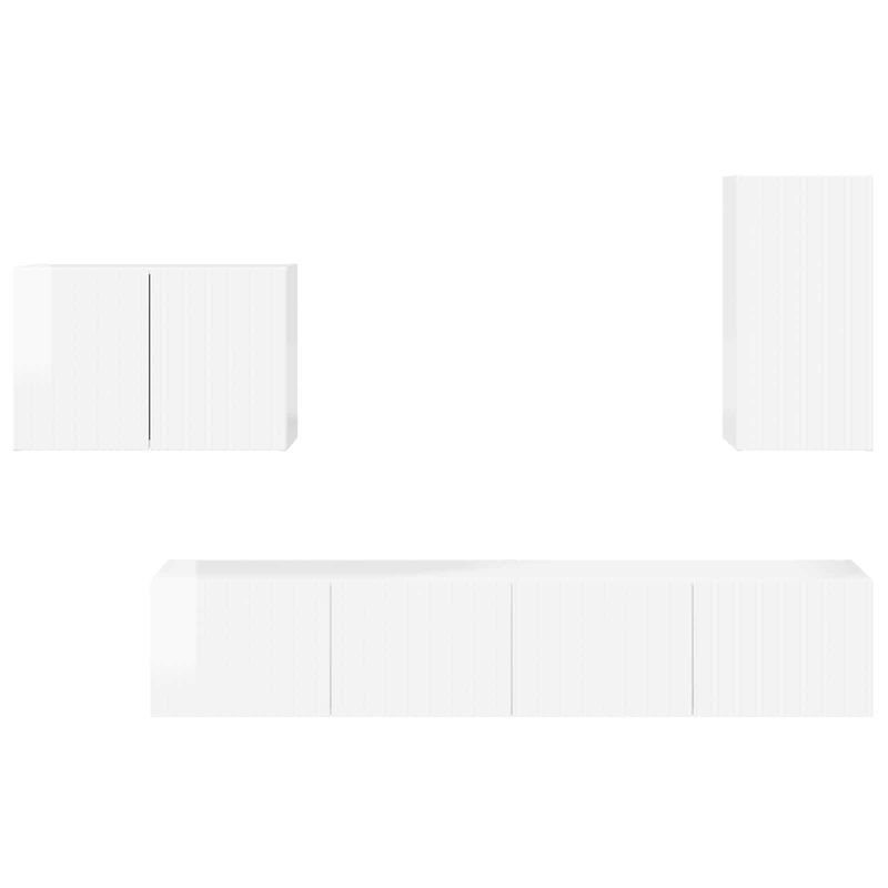 Casa si Gradina - Mobilier - Seturi de mobilier - Seturi living - Set de mobilier 4 pcs, Alb lucios - Infinity.ro