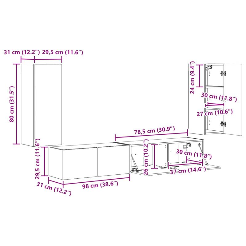 Casa si Gradina - Mobilier - Seturi de mobilier - Seturi living - Set de mobilier 3 pcs Stejar Sonoma - Infinity.ro
