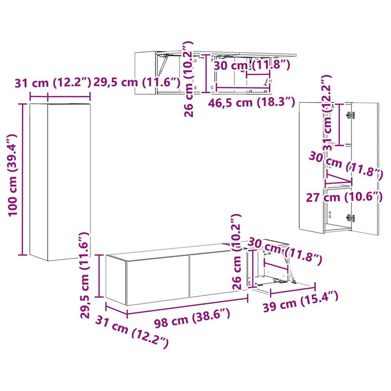 Casa si Gradina - Mobilier - Seturi de mobilier - Seturi living - Set de mobilier 3 pcs Gri Sonoma - Infinity.ro