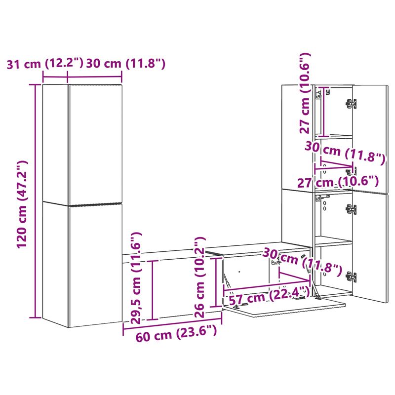 Casa si Gradina - Mobilier - Seturi de mobilier - Seturi living - Set de mobilier 3 pcs Stejar Sonoma - Infinity.ro