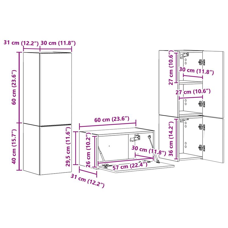 Casa si Gradina - Mobilier - Seturi de mobilier - Seturi living - Set de mobilier 3 pcs Stejar fumuriu - Infinity.ro