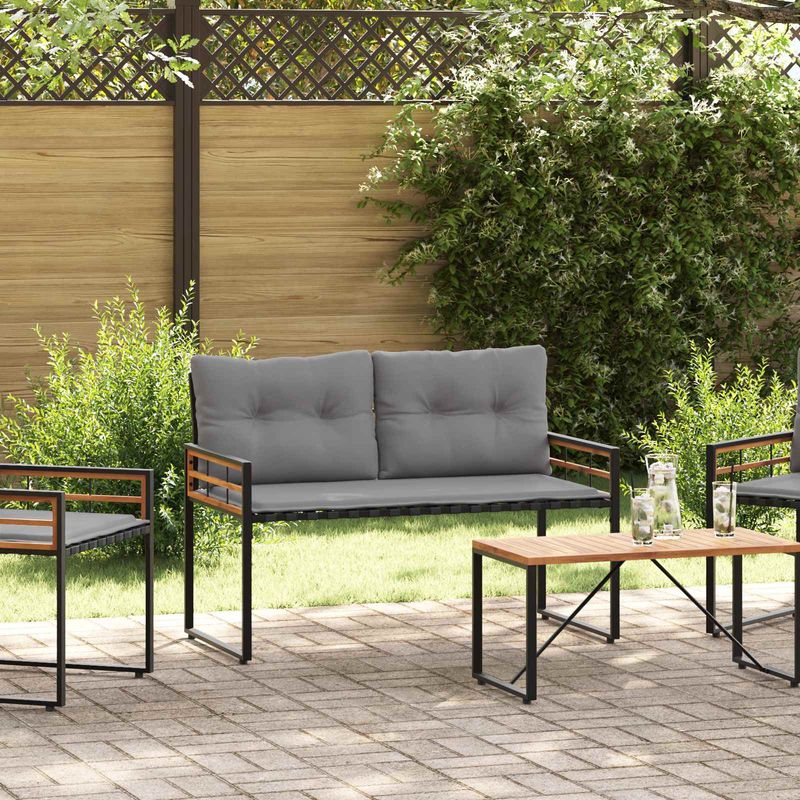 Casa si Gradina - Gradina si terasa - Mobilier exterior - Bancute de gradina - Banca cu strat din lemn cu perna Gri deschis 114 x 55 x 77 cm - Infinity.ro