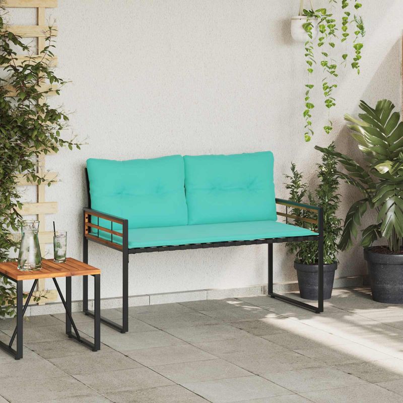Casa si Gradina - Gradina si terasa - Mobilier exterior - Bancute de gradina - Banca cu strat din lemn cu perna Turcoaz 114 x 55 x 77 cm - Infinity.ro