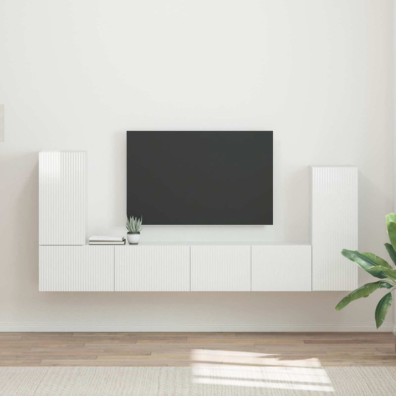 Casa si Gradina - Mobilier - Seturi de mobilier - Seturi living - Set de mobilier 4 pcs, Alb lucios - Infinity.ro