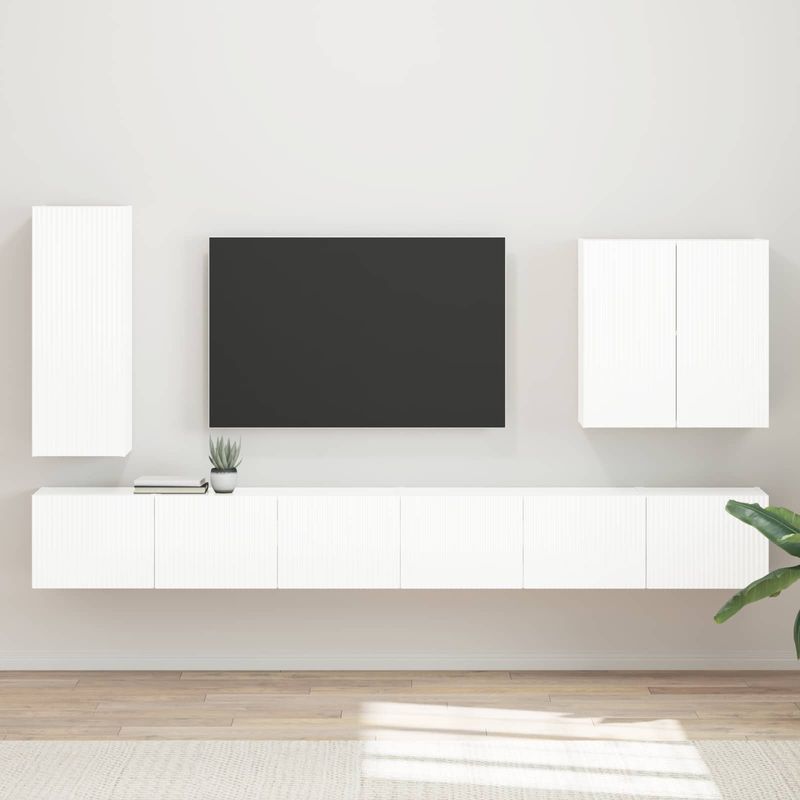 Casa si Gradina - Mobilier - Seturi de mobilier - Seturi living - Set de mobilier 6 pcs, Alb lucios - Infinity.ro