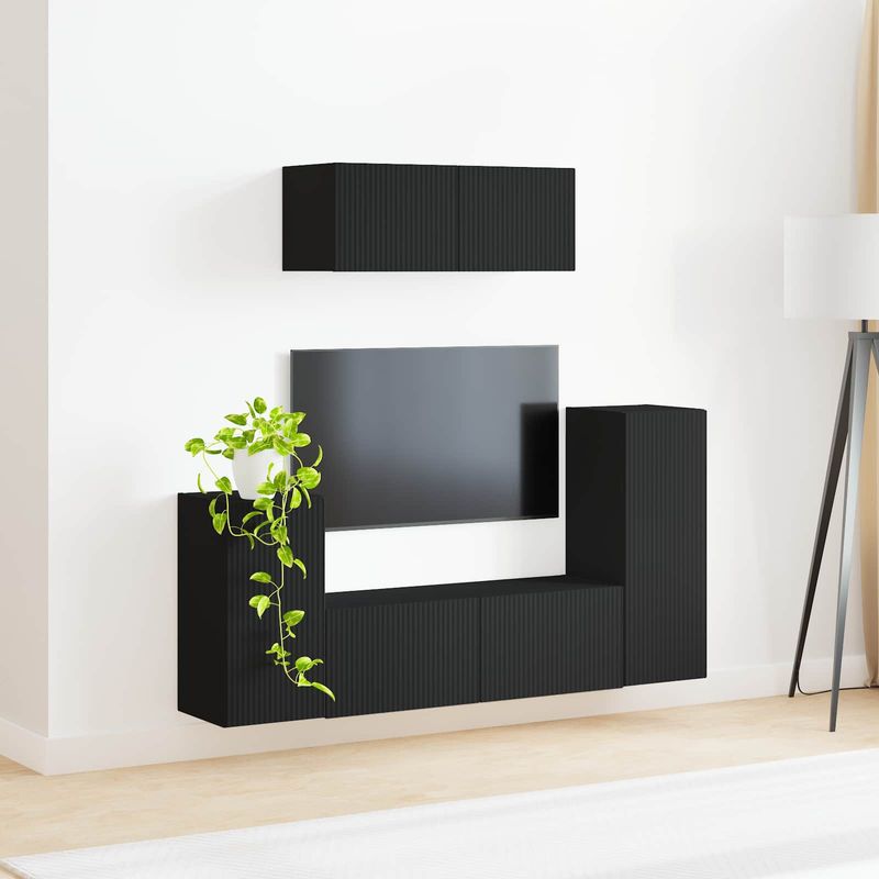 Casa si Gradina - Mobilier - Seturi de mobilier - Seturi living - Set de mobilier 4 pcs, Negru - Infinity.ro