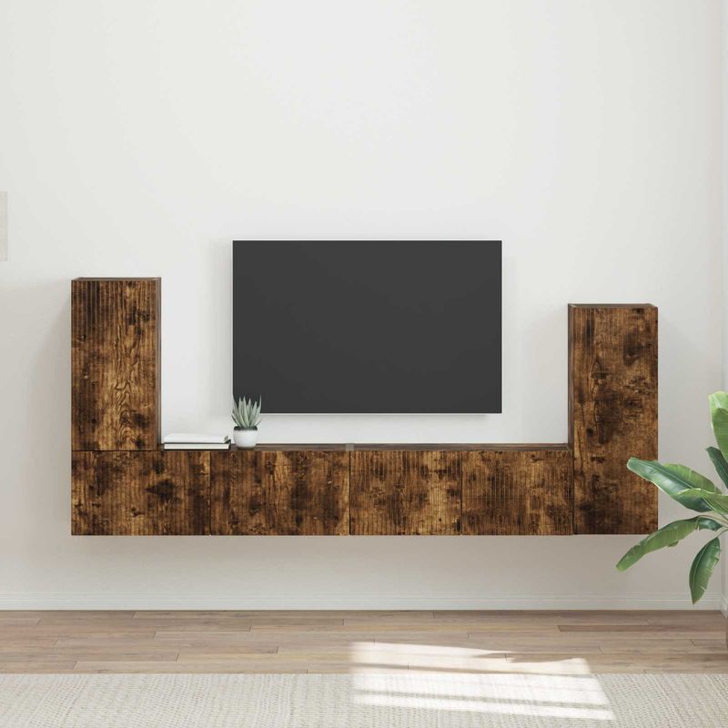 Casa si Gradina - Mobilier - Seturi de mobilier - Seturi living - Set de mobilier 4 pcs, Stejar fumuriu - Infinity.ro