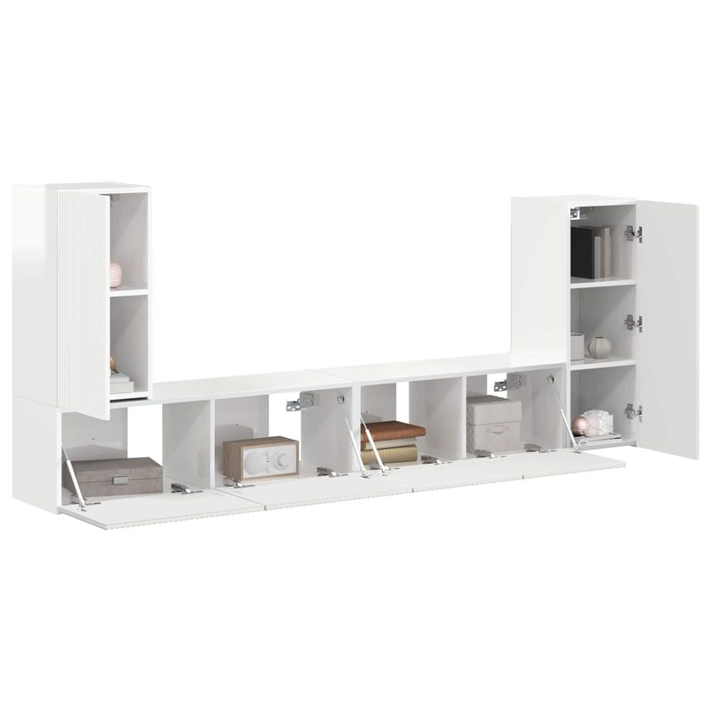 Casa si Gradina - Mobilier - Seturi de mobilier - Seturi living - Set de mobilier 4 pcs, Alb lucios - Infinity.ro