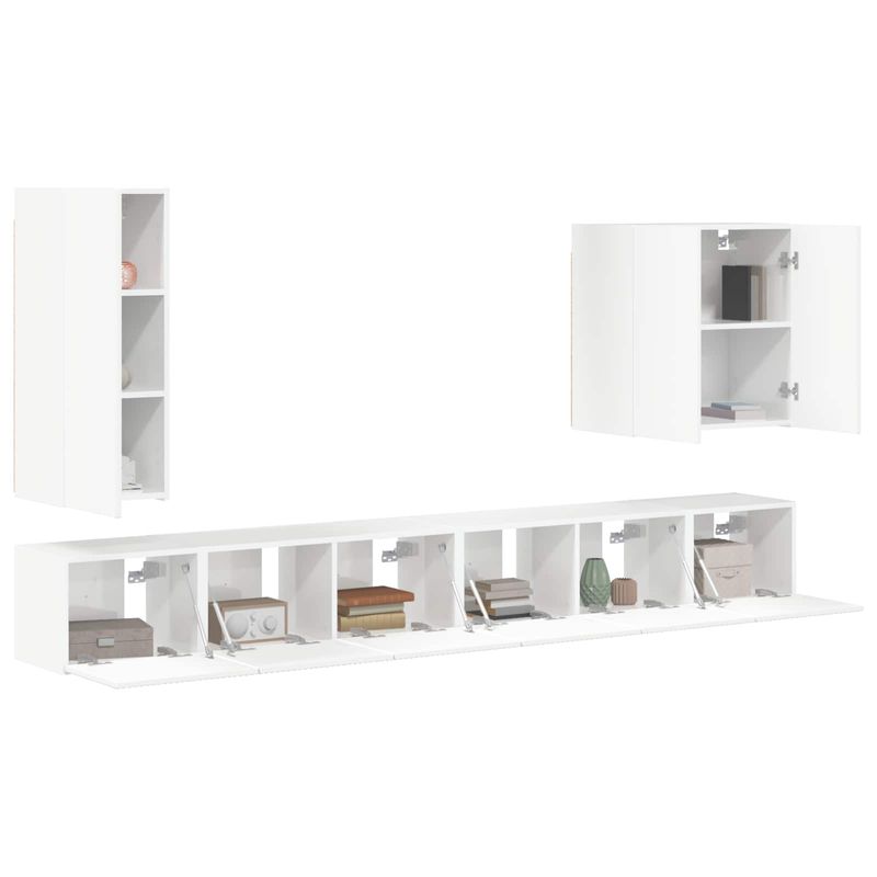 Casa si Gradina - Mobilier - Seturi de mobilier - Seturi living - Set de mobilier 6 pcs, Alb lucios - Infinity.ro