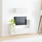 Casa si Gradina - Mobilier - Seturi de mobilier - Seturi living - Set de mobilier 4 pcs, Alb lucios - Infinity.ro