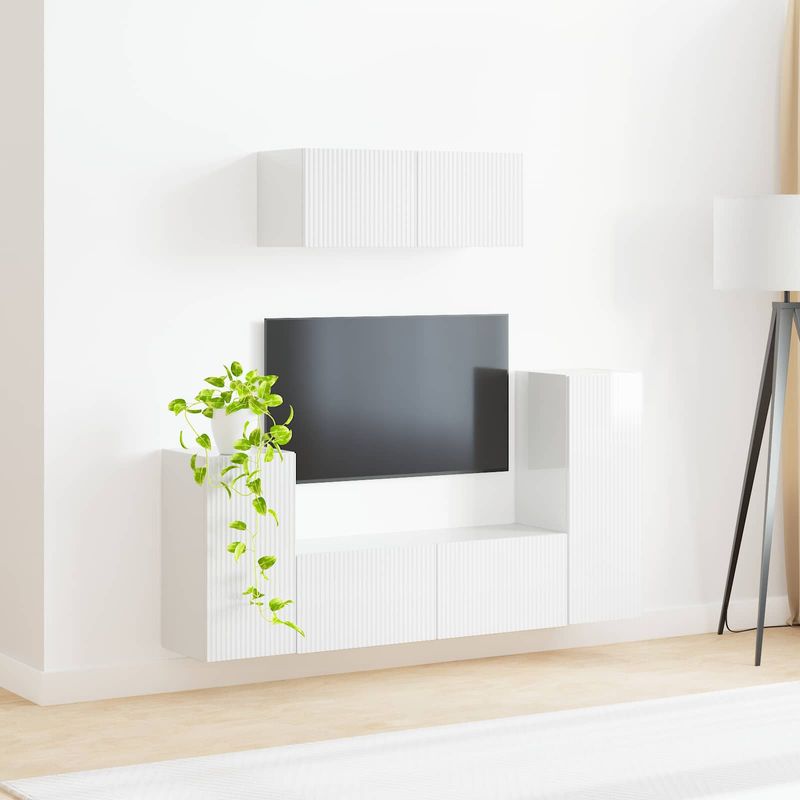 Casa si Gradina - Mobilier - Seturi de mobilier - Seturi living - Set de mobilier 4 pcs, Alb lucios - Infinity.ro