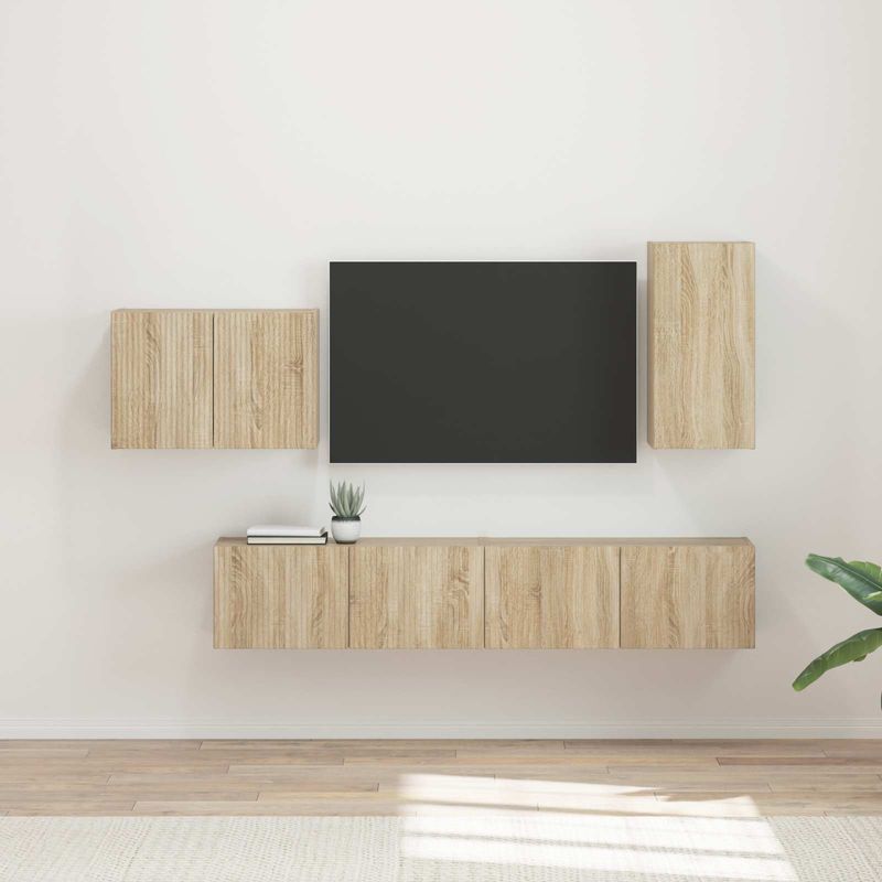 Casa si Gradina - Mobilier - Seturi de mobilier - Seturi living - Set de mobilier 4 pcs, Stejar Sonoma - Infinity.ro