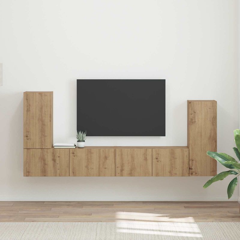 Casa si Gradina - Mobilier - Seturi de mobilier - Seturi living - Set de mobilier 4 pcs, Stejar Artizanal - Infinity.ro