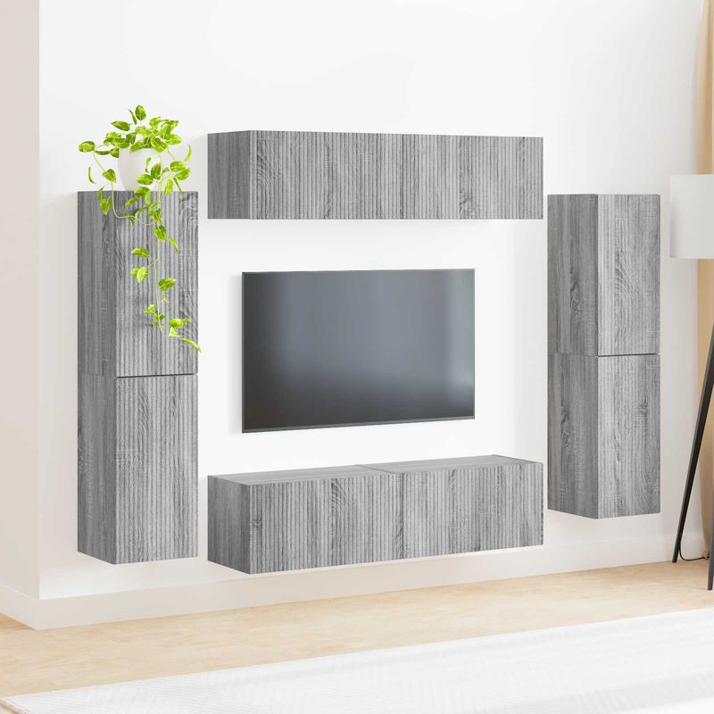 Casa si Gradina - Mobilier - Seturi de mobilier - Seturi living - Set de mobilier 4 pcs, Gri Sonoma - Infinity.ro