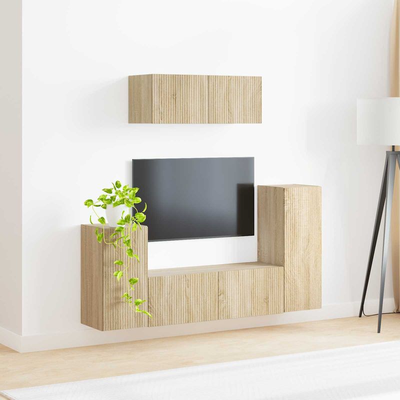Casa si Gradina - Mobilier - Seturi de mobilier - Seturi living - Set de mobilier 4 pcs, Stejar Sonoma - Infinity.ro