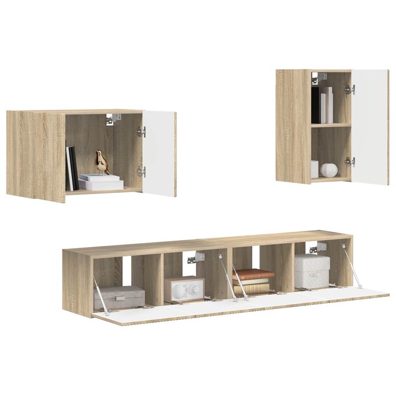 Casa si Gradina - Mobilier - Seturi de mobilier - Seturi living - Set de mobilier 4 pcs, Stejar Sonoma - Infinity.ro