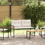 Casa si Gradina - Gradina si terasa - Mobilier exterior - Bancute de gradina - Banca cu strat din lemn cu perna Simplu Crem 114 x 55 x 77 cm - Infinity.ro
