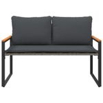 Casa si Gradina - Gradina si terasa - Mobilier exterior - Bancute de gradina - Banca cu perna Gri si gri inchis 115 x 65 x 72 cm Ratan - Infinity.ro