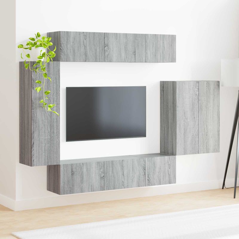 Casa si Gradina - Mobilier - Seturi de mobilier - Seturi living - Set de mobilier 6 pcs, Gri Sonoma - Infinity.ro