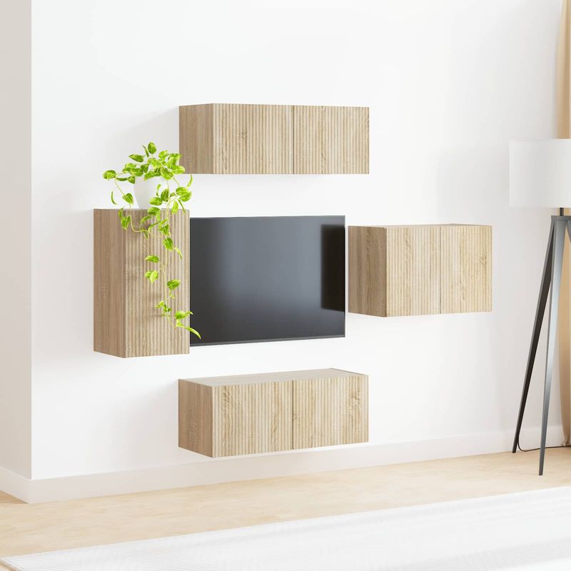 Casa si Gradina - Mobilier - Seturi de mobilier - Seturi living - Set de mobilier 4 pcs, Stejar Sonoma - Infinity.ro