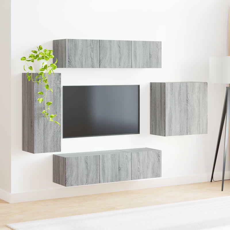 Casa si Gradina - Mobilier - Seturi de mobilier - Seturi living - Set de mobilier 6 pcs, Gri Sonoma - Infinity.ro