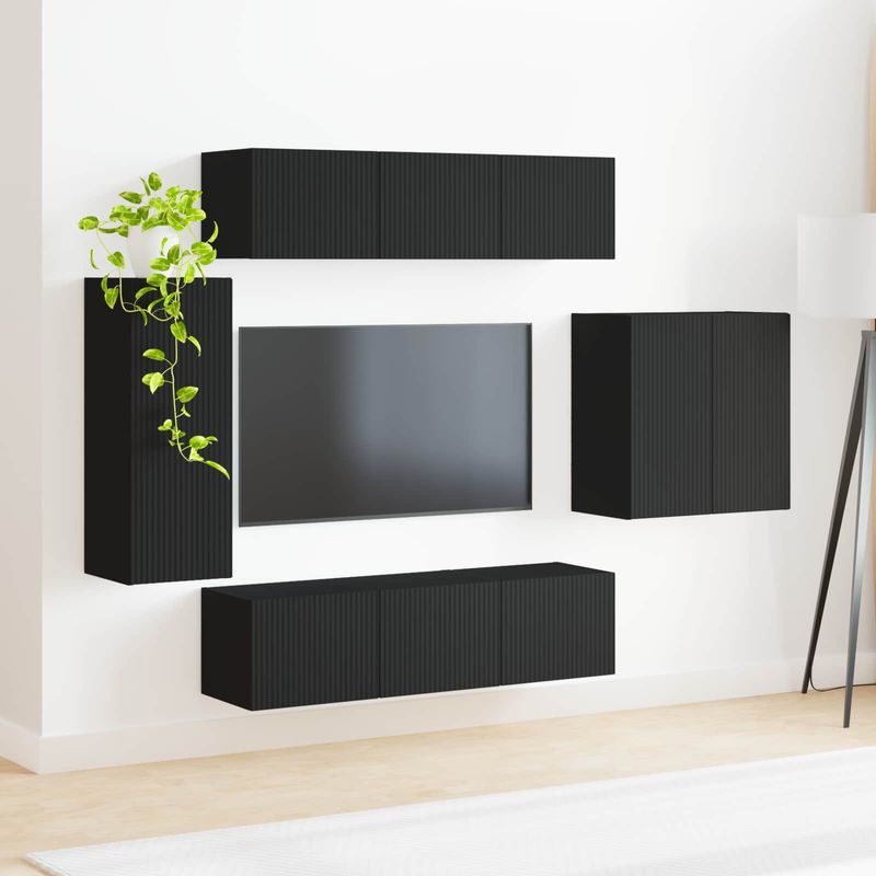 Casa si Gradina - Mobilier - Seturi de mobilier - Seturi living - Set de mobilier 6 pcs, Negru - Infinity.ro