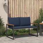 Casa si Gradina - Gradina si terasa - Mobilier exterior - Bancute de gradina - Banca cu perna Gri si albastru marin 115 x 65 x 72 cm Ratan - Infinity.ro