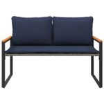 Casa si Gradina - Gradina si terasa - Mobilier exterior - Bancute de gradina - Banca cu perna Gri si albastru marin 115 x 65 x 72 cm Ratan - Infinity.ro