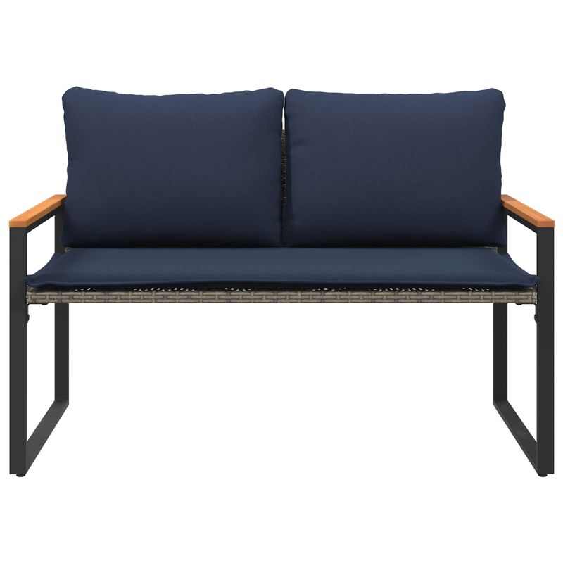 Casa si Gradina - Gradina si terasa - Mobilier exterior - Bancute de gradina - Banca cu perna Gri si albastru marin 115 x 65 x 72 cm Ratan - Infinity.ro