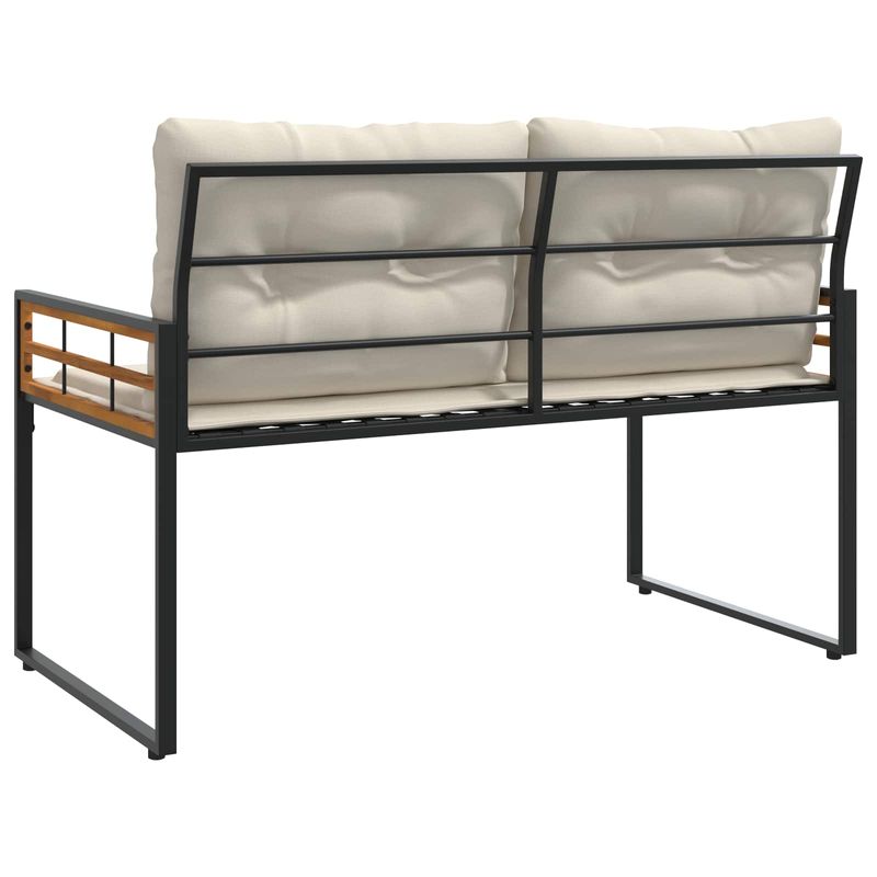 Casa si Gradina - Gradina si terasa - Mobilier exterior - Bancute de gradina - Banca cu strat din lemn cu perna Simplu Crem 114 x 55 x 77 cm - Infinity.ro