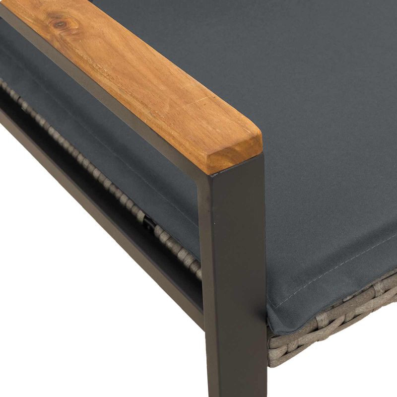 Casa si Gradina - Gradina si terasa - Mobilier exterior - Bancute de gradina - Banca cu perna Gri si gri inchis 115 x 65 x 72 cm Ratan - Infinity.ro