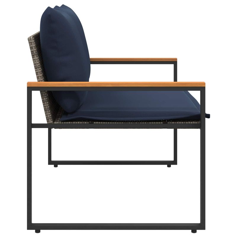 Casa si Gradina - Gradina si terasa - Mobilier exterior - Bancute de gradina - Banca cu perna Gri si albastru marin 115 x 65 x 72 cm Ratan - Infinity.ro