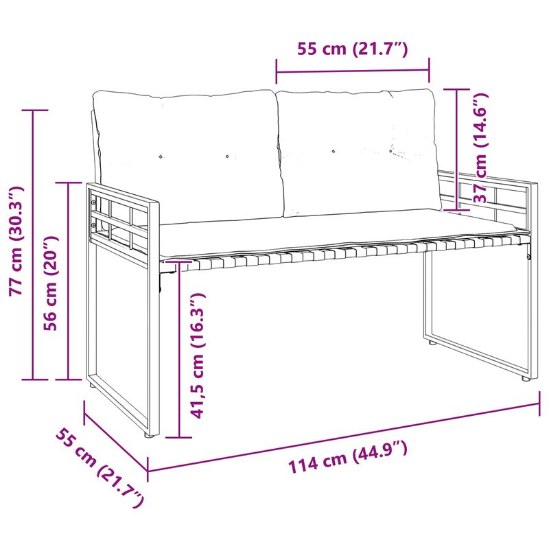 Casa si Gradina - Gradina si terasa - Mobilier exterior - Bancute de gradina - Banca cu strat din lemn cu perna Bleumarin 114 x 55 x 77 cm - Infinity.ro