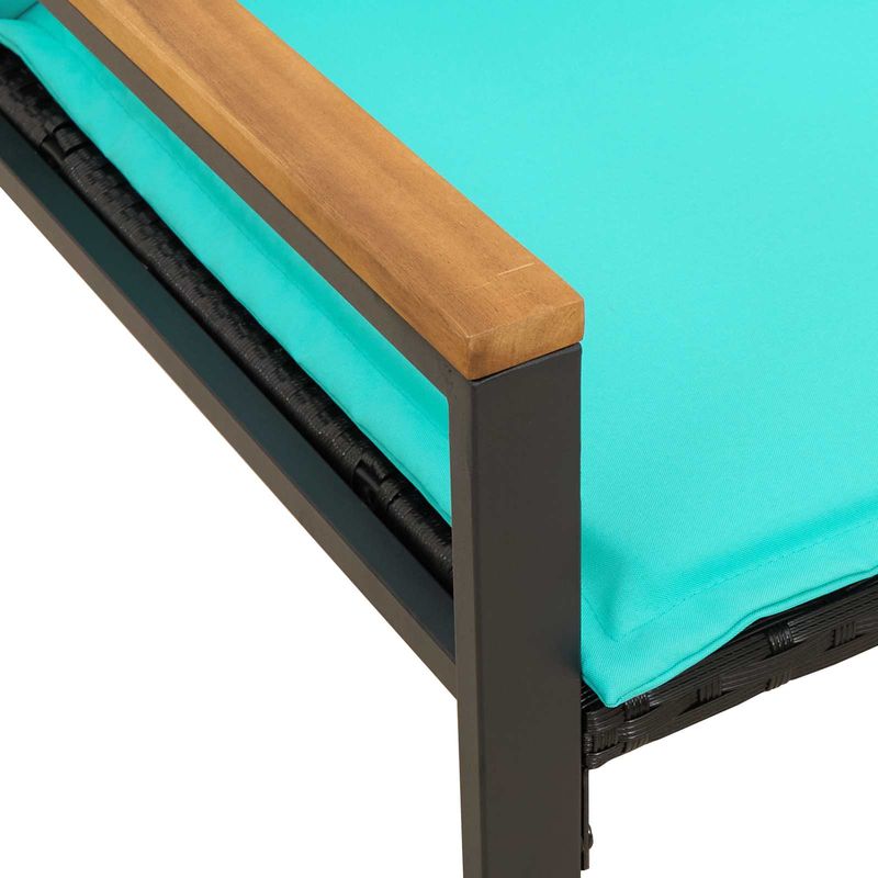 Casa si Gradina - Gradina si terasa - Mobilier exterior - Bancute de gradina - Banca cu perna Negru si Turcoaz 115 x 65 x 72 cm Ratan - Infinity.ro