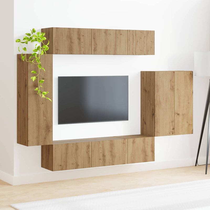 Casa si Gradina - Mobilier - Seturi de mobilier - Seturi living - Set de mobilier 6 pcs, Stejar Artizanal - Infinity.ro