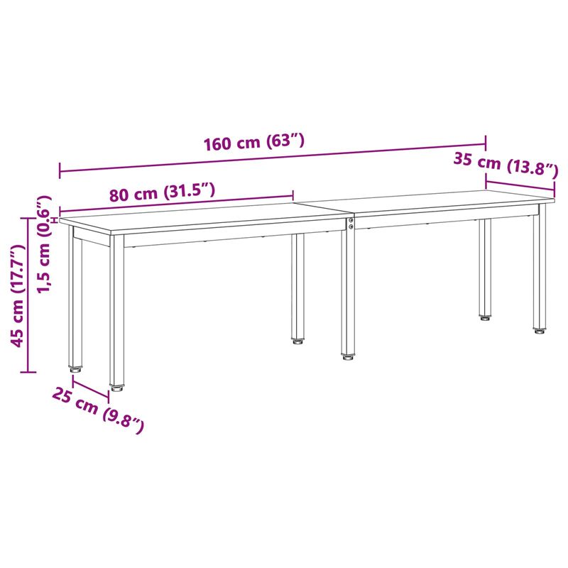 Casa si Gradina - Mobilier - Canapele si coltare - Banchete - Banca natural 160 x 35 x 45 cm Lemn de pin masiv - Infinity.ro