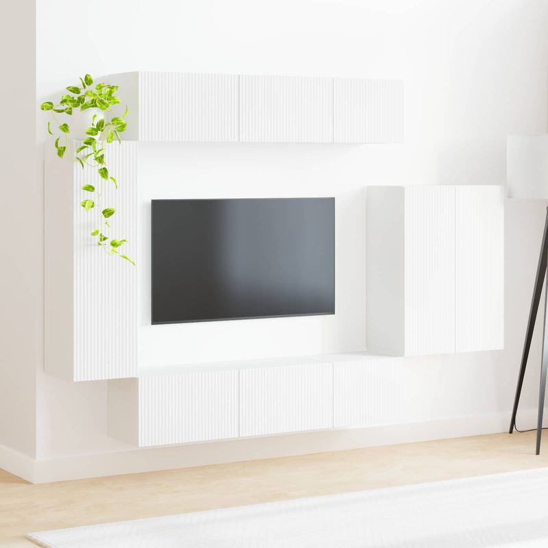 Casa si Gradina - Mobilier - Seturi de mobilier - Seturi living - Set de mobilier 6 pcs, Alb - Infinity.ro