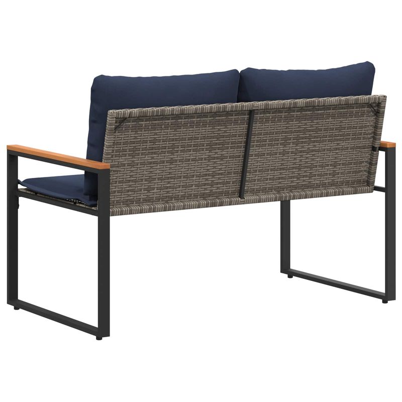 Casa si Gradina - Gradina si terasa - Mobilier exterior - Bancute de gradina - Banca cu perna Gri si albastru marin 115 x 65 x 72 cm Ratan - Infinity.ro