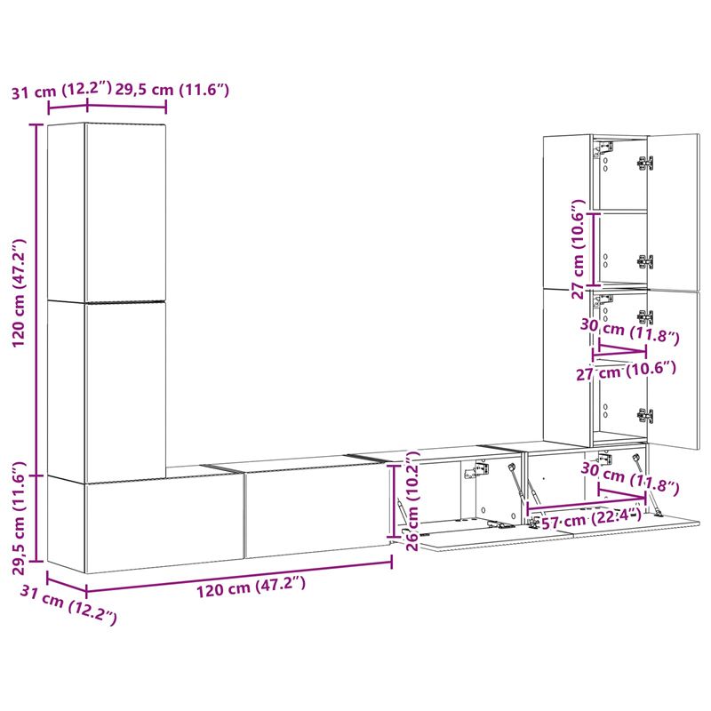 Casa si Gradina - Mobilier - Seturi de mobilier - Seturi living - Set de mobilier 4 pcs, Gri Sonoma - Infinity.ro