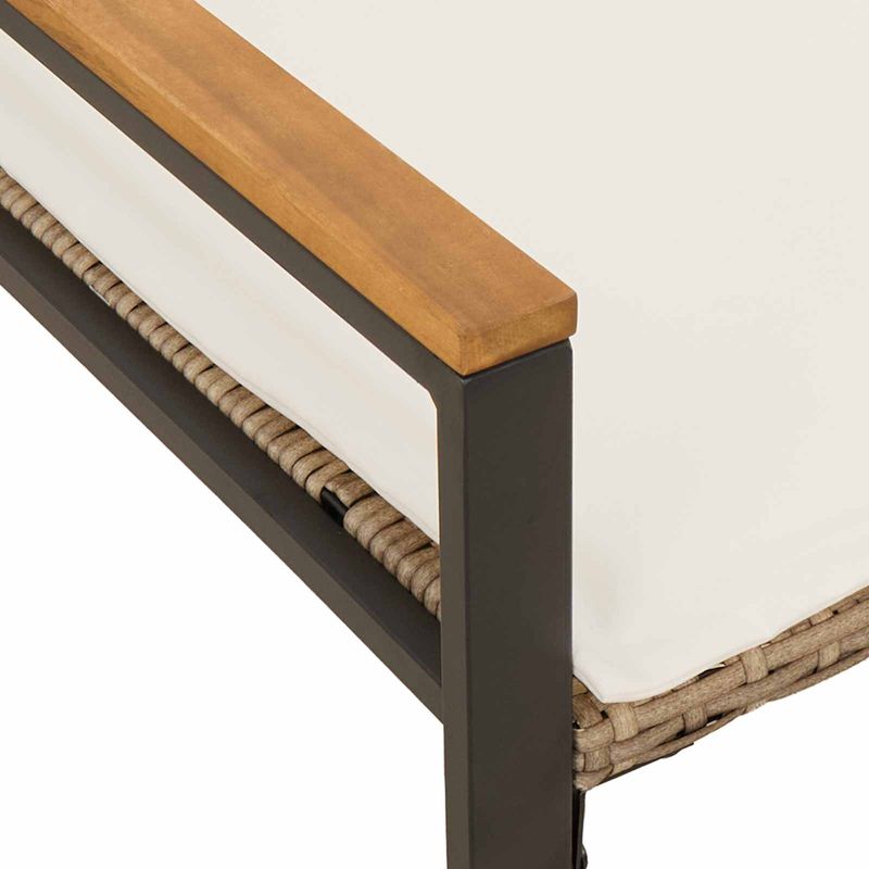 Casa si Gradina - Gradina si terasa - Mobilier exterior - Bancute de gradina - Banca cu perna Bej si alb crem 115 x 65 x 72 cm Ratan - Infinity.ro