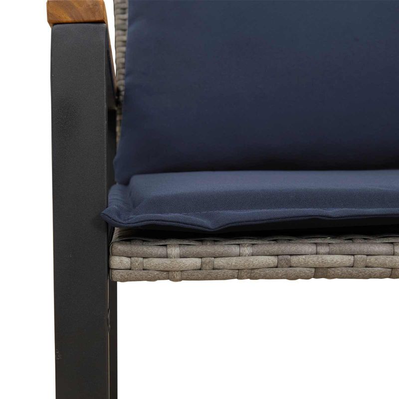 Casa si Gradina - Gradina si terasa - Mobilier exterior - Bancute de gradina - Banca cu perna Gri si albastru marin 115 x 65 x 72 cm Ratan - Infinity.ro